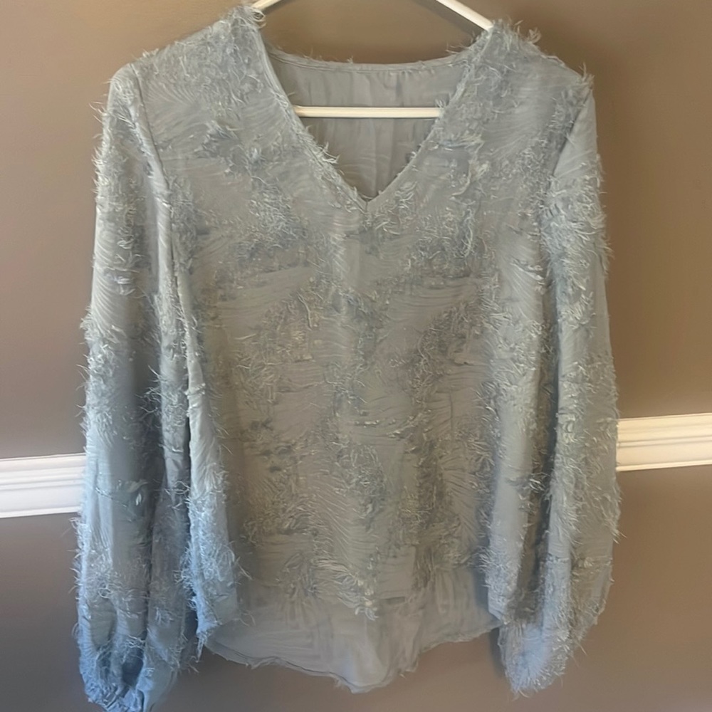 Blue fuzzy blouse